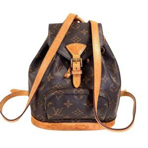 Authentic Louis Vuitton Backpack Bag Mini Montsouris Monogram Used LV Handbag Vi